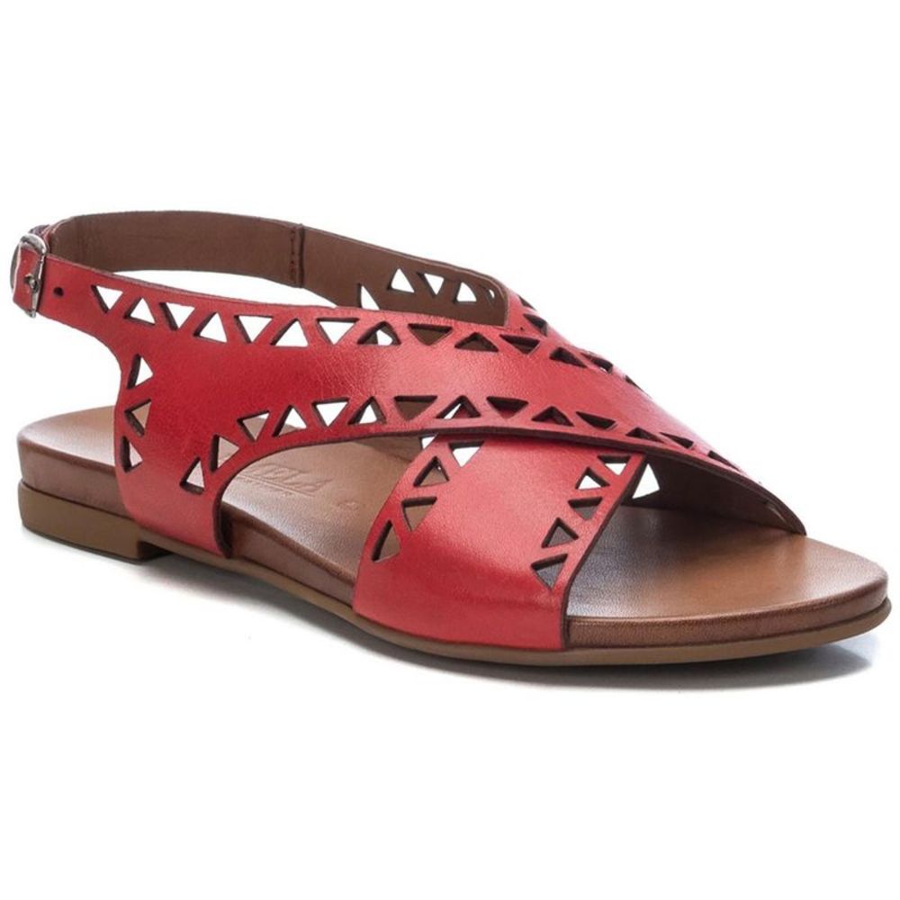 CARMELA Womens Clarisa Red Leather Flat Slingback Sandals Shoes NWT
